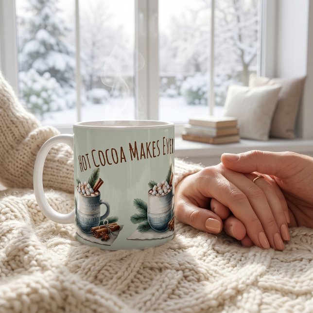 Mug Scène de marshmallow au cacao cosy en hiver (Cozy Winter Cocoa Marshmallow Scene Coffee Mug)