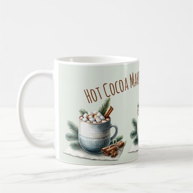 Mug Scène de marshmallow au cacao cosy en hiver (Gauche)