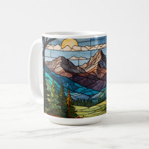 Mug Scène de montagne boisée verre teinté vintage