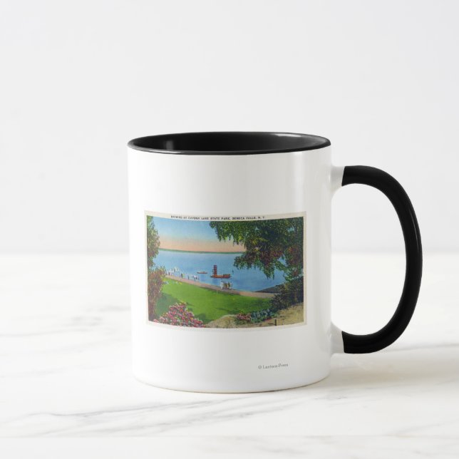 Mug Scène de natation au Parc d'État du lac Cayuga (Droite)