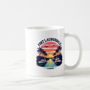 Mug Scène de navigation au coucher du soleil à Fort La