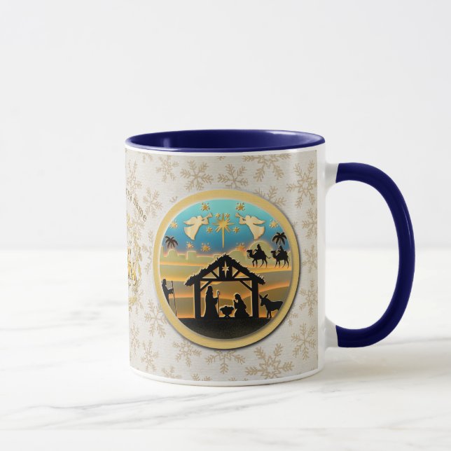 Mug Scène de Noël avec l'Enfant Jésus dans la crèche (Droite)