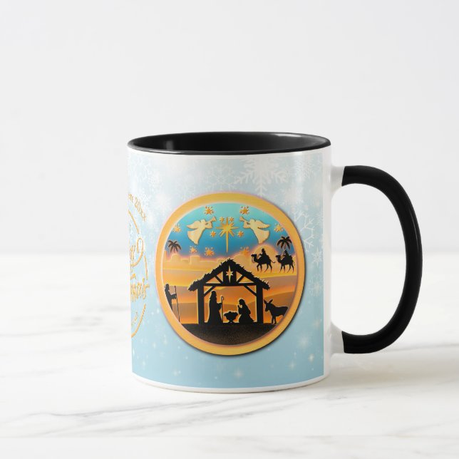 Mug Scène de Noël avec l'Enfant Jésus dans la crèche (Droite)