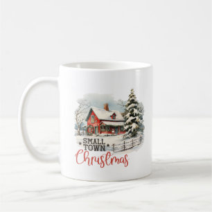 Mug Scène de Noël cosy vintage dans une ferme de petit