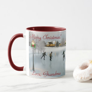 Mug Scène de Noël élégante avec patineurs