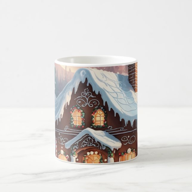 Mug Scène de Noël enneigée avec maison en pain d'épice (Centre)