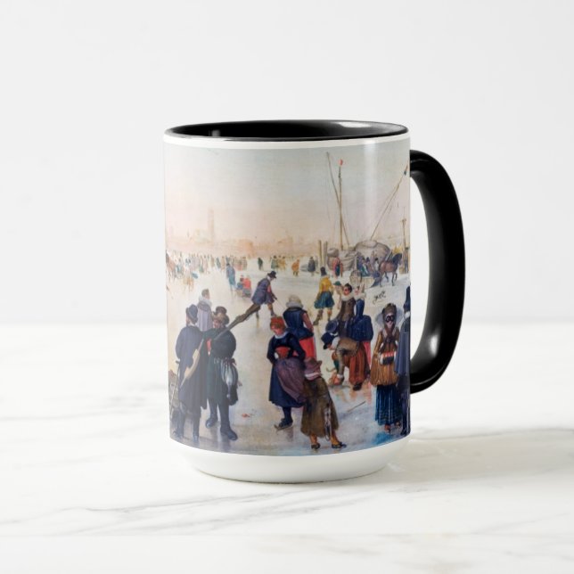 Mug Scène de patinage sur glace Beaux-Arts Cadeau de N (Devant droit)