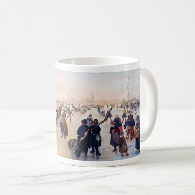 Mug Scène De Patinage Sur Glace. Cadeau de Noël en bea (Devant droit)