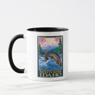 Mug Scène de pêche de mouche - rivière de Payette,