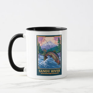 Mug Scène de pêche de mouche - rivière de Sandy,