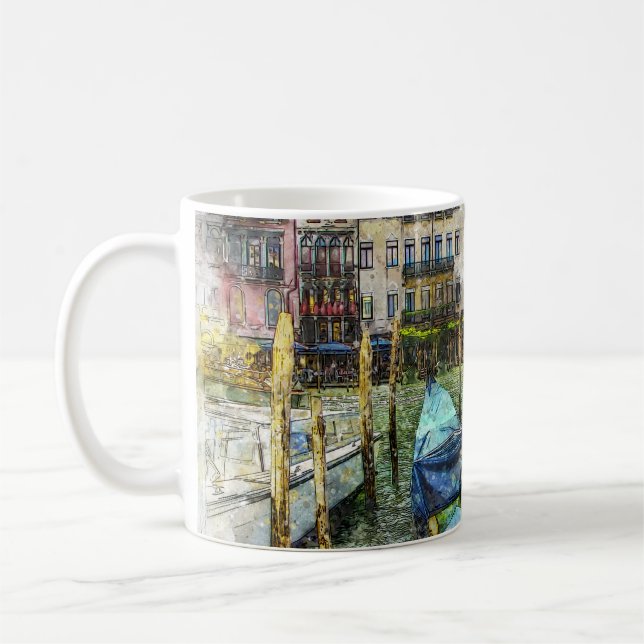 Mug Scène de peinture de gondole à Venise (Gauche)