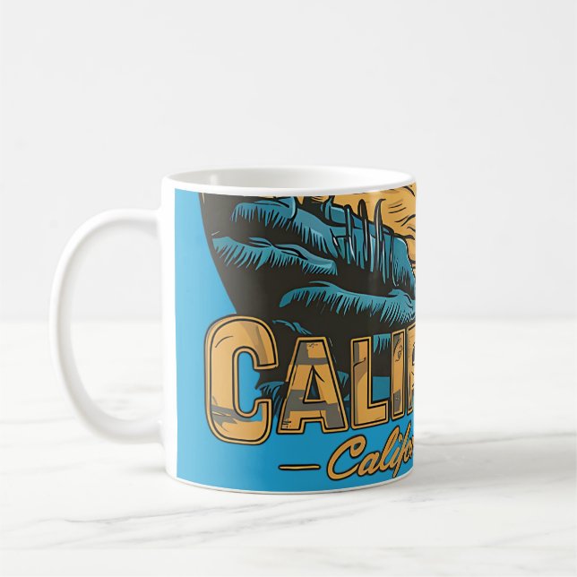 Mug Scène de plage rétro californienne au coucher du s (Gauche)