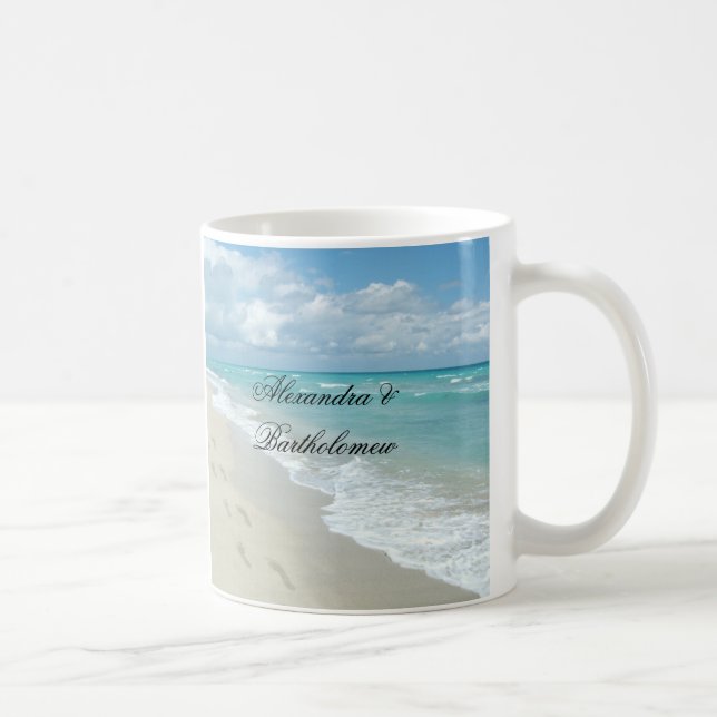 Mug Scène de plage tropicale Keepsaké personnalisé (Droite)