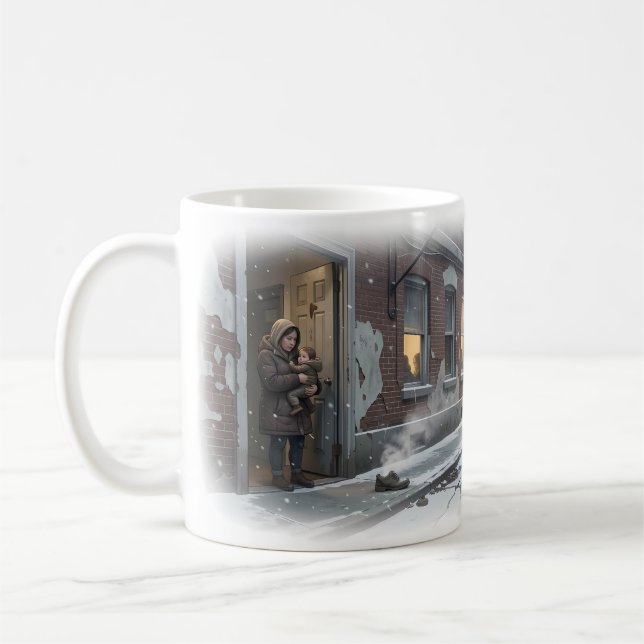 Mug Scène de Résilience Silencieuse dans une Rue ennei (Gauche)