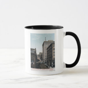 Mug Scène de rue de cerise avec le bâtiment de