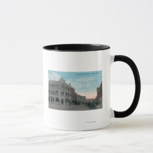 Mug Scène de rue principale avec des chariots de