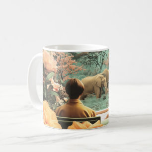 Mug Scène de safari surréaliste avec éléphants zèbres