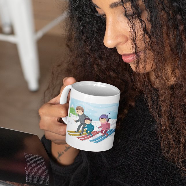 Mug Scène de ski familiale en hiver (Créateur téléchargé)
