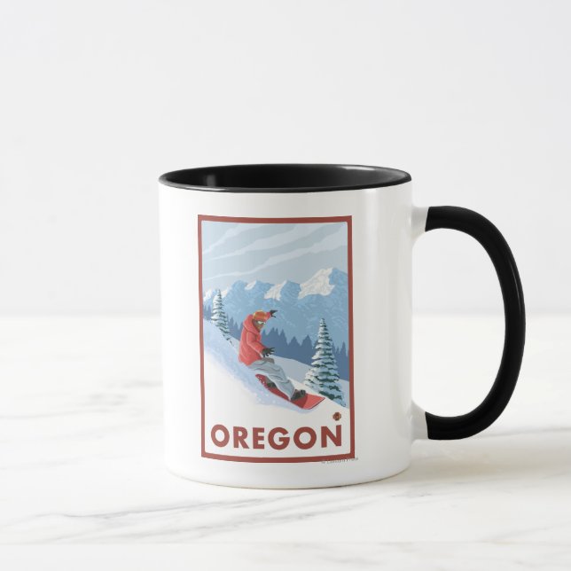 Mug Scène de snowboard - Poster Vintage voyage (Droite)