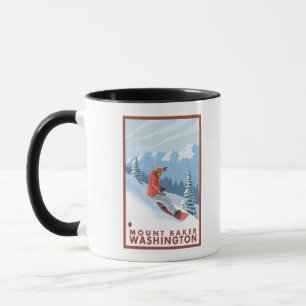 Mug Scène de surfeur - Baker de bâti, Washington