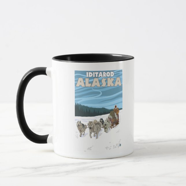 Mug Scène de traînée de chien - Iditarod, Alaska (Gauche)