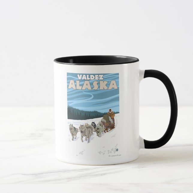 Mug Scène de traînée de chien - Valdez, Alaska (Droite)