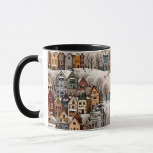 Mug Scène de village d'hiver Ville enneigée cosy