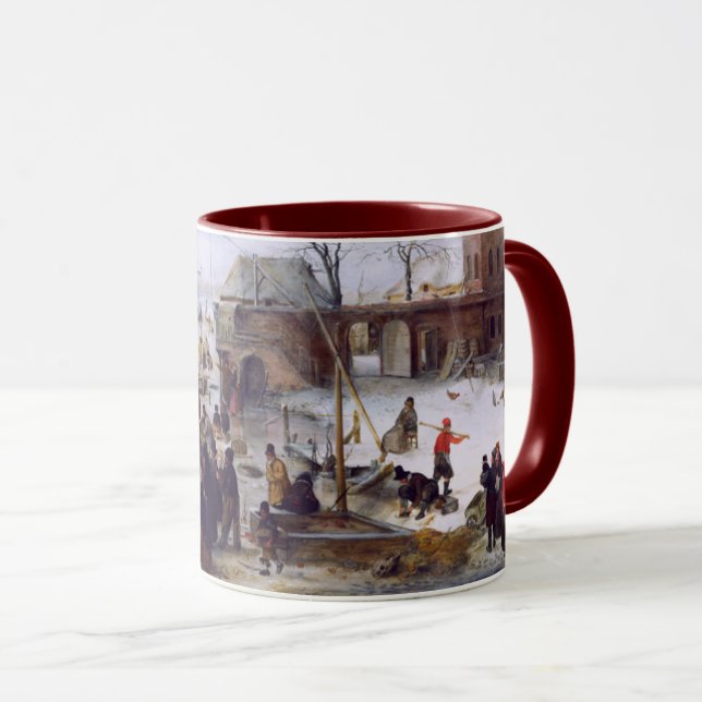 Mug Scène d'hiver Art de Noël Cadeau de Noël (Devant droit)