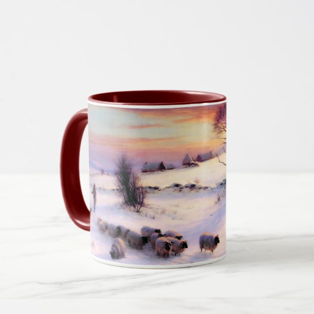 Mug Scène D'Hiver. Boug cadeau de Noël en beaux-arts (Devant gauche)