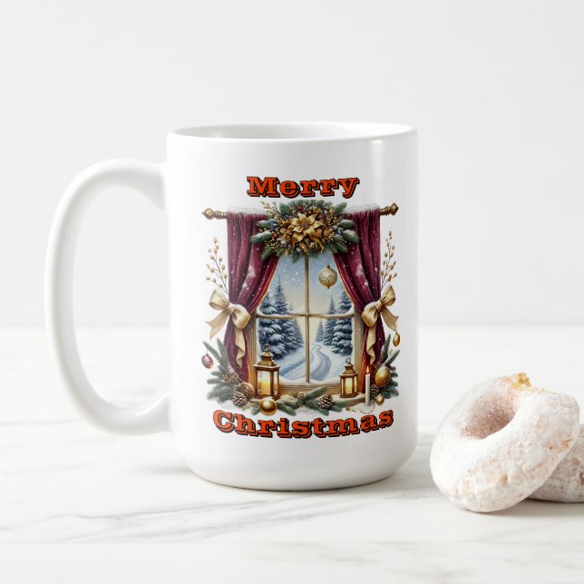 Mug Scène d'hiver dorée (Avec donut)