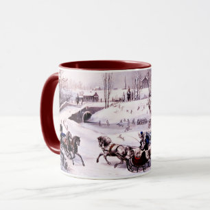 Mug Scène D'Hiver vintage. Cadeau de Noël en beaux-art