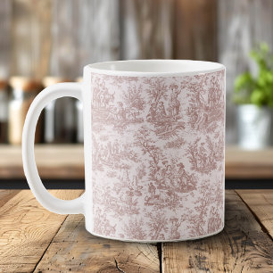 Mug Scène élégante de toile de Jouy vintage marron cla