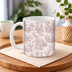 Mug Scène élégante de toile de Jouy vintage marron cla