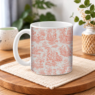 Mug Scène élégante vintage orange Toile de Jouy