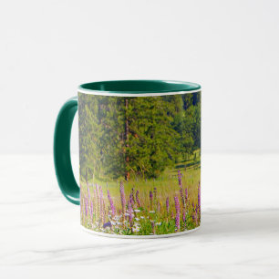 Mug Scène naturelle, vert, violet, prairie, fleur sau
