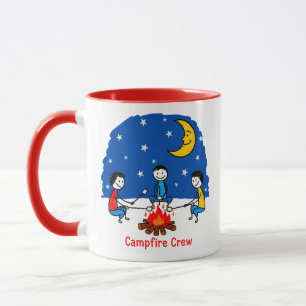 Mug Scène nocturne au feu de camp avec enfants aux cra