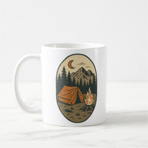 Mug Scène nocturne de camping vintage feu de camp mont