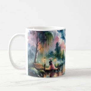 Mug Scène nocturne romantique à l'aquarelle sous le cl