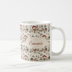 Mug Scène personnalisée de mangeoire à oiseaux de Noël