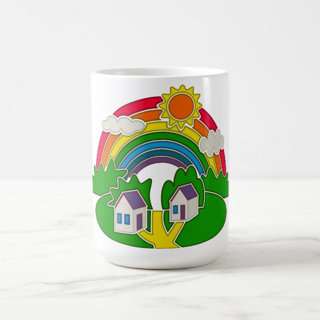 Mug Scène rurale avec arc-en-ciel et maison de campagn (Centre)