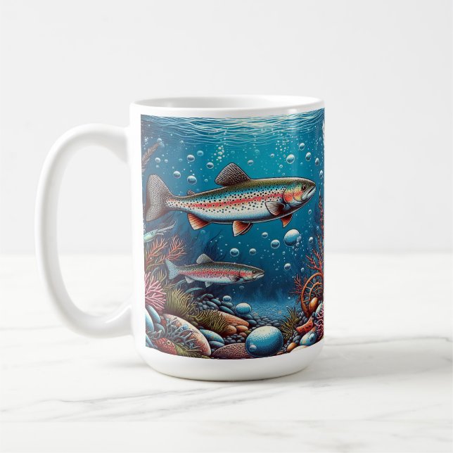 Mug Scène sous-marine avec truites (Gauche)