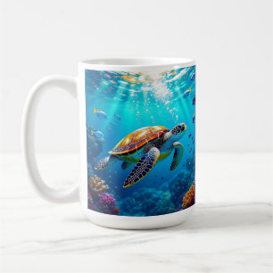 Mug Scène sous-marine colorée de tortue marine