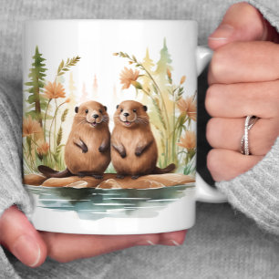 Mug Scène Woodland 2 Beavers Wetland