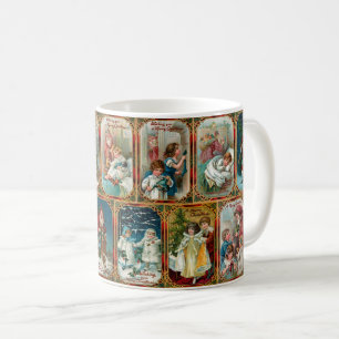 Mug Scènes de Noël vintage aux frontières d'or orn
