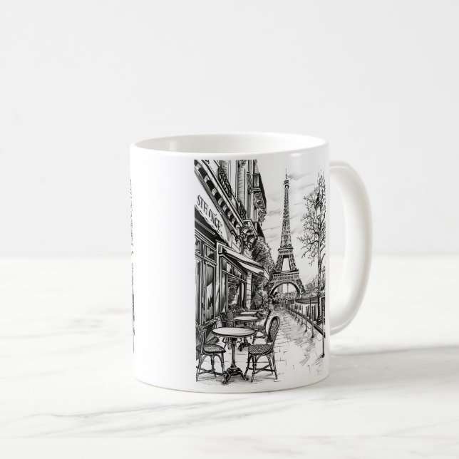 Mug Scènes Paris dessinées à la main (Devant droit)