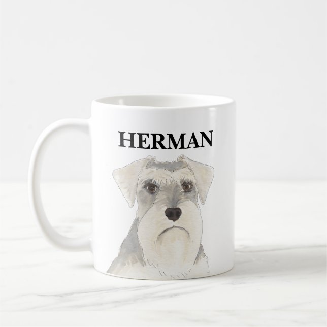 Mug Schnauzer blanc et gris personnalisé (Gauche)