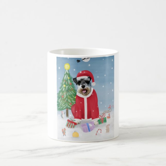 Mug Schnauzer Chien à Noël de neige (Centre)