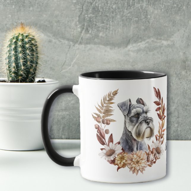 Mug Schnauzer Chien couronne d'automne (Créateur téléchargé)