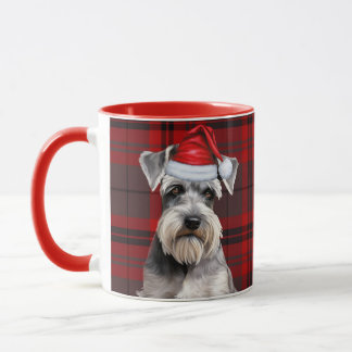 Mug Schnauzer Dog Lover Holiday Red Plaid Christmas