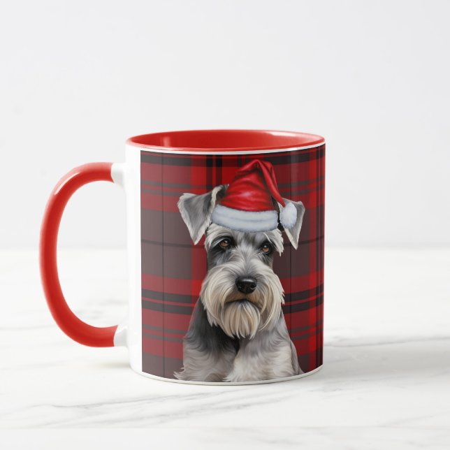 Mug Schnauzer Dog Lover Holiday Red Plaid Christmas (Gauche)
